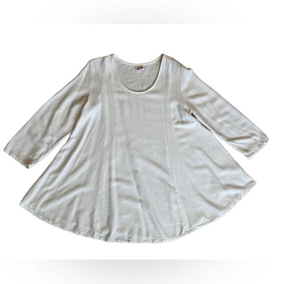 Et’Lois white linen blend A-line swing tunic blouse - Picture 5 of 8